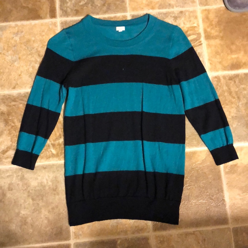J Crew factory stripe 3/4 sleeve sweater